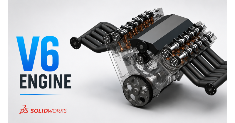 Inside a V6 Engine: Designing a Complete Mechanical Assembly in SOLIDWORKS